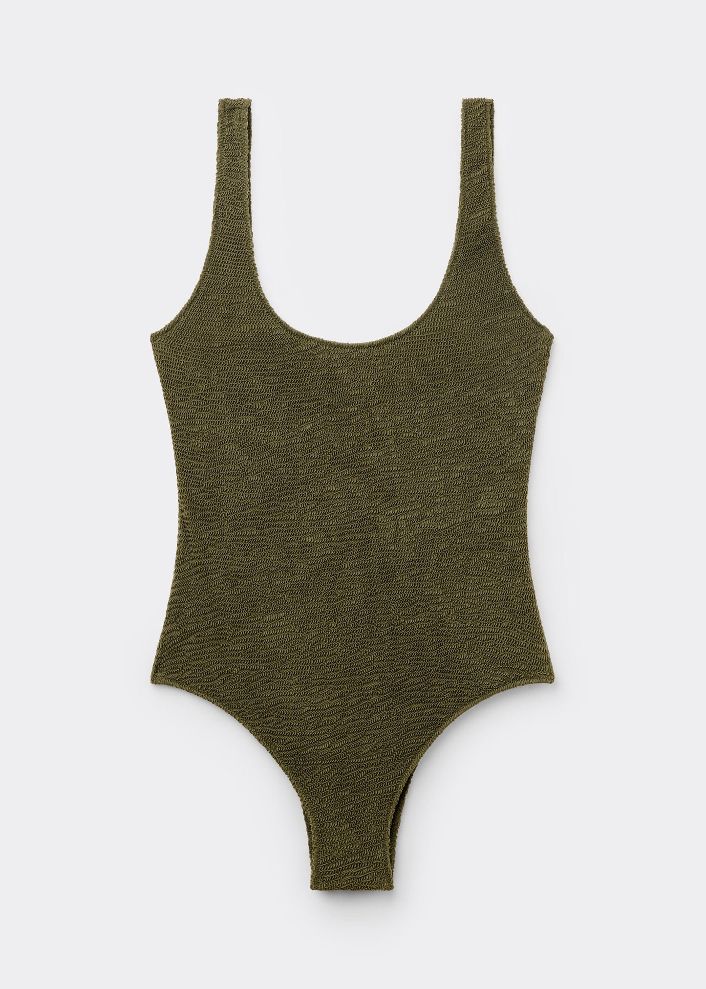 High-Leg Swimsuit Crinkle Waves