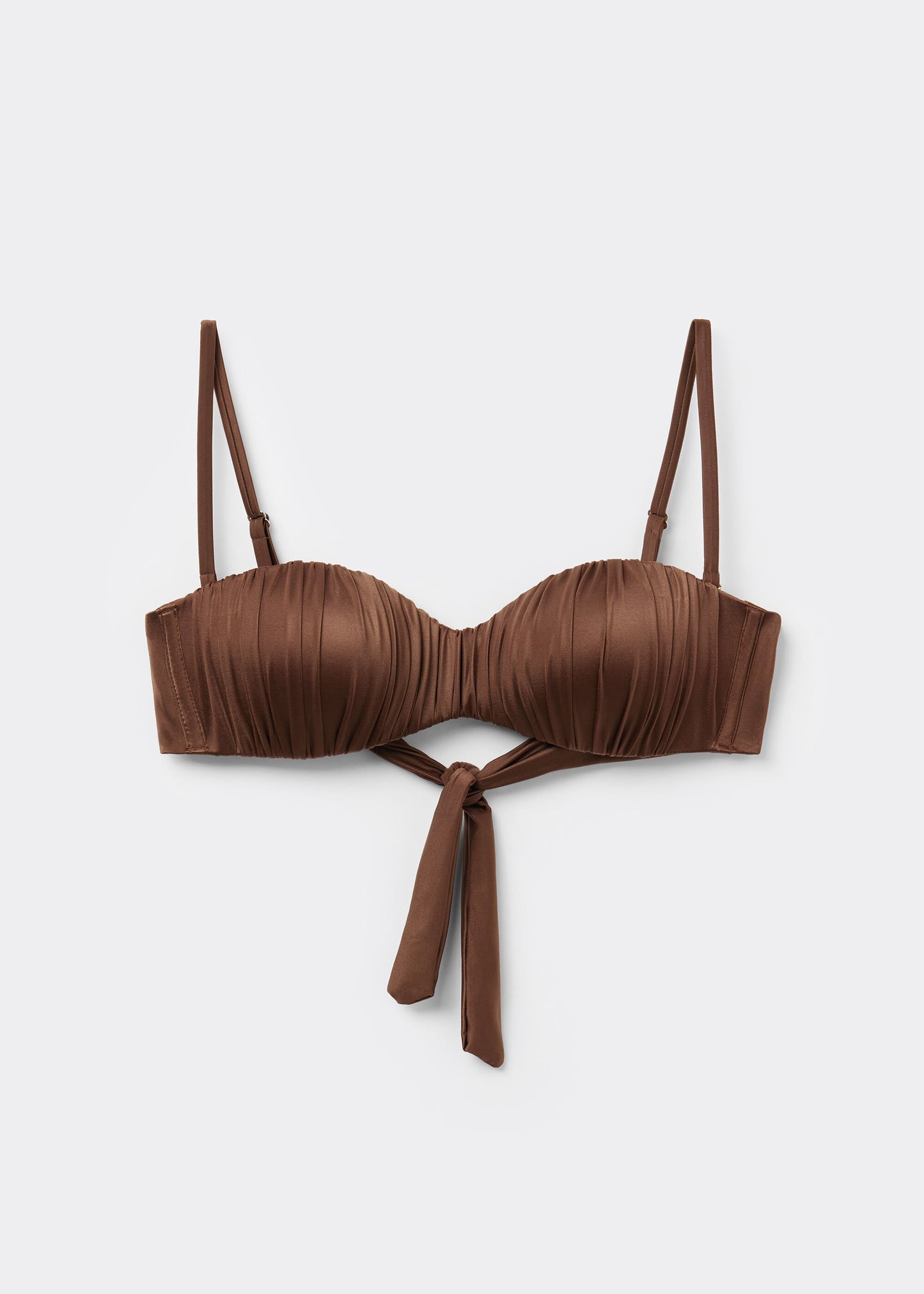 Graduated Padded Bandeau Bikini Top Shiny Satin