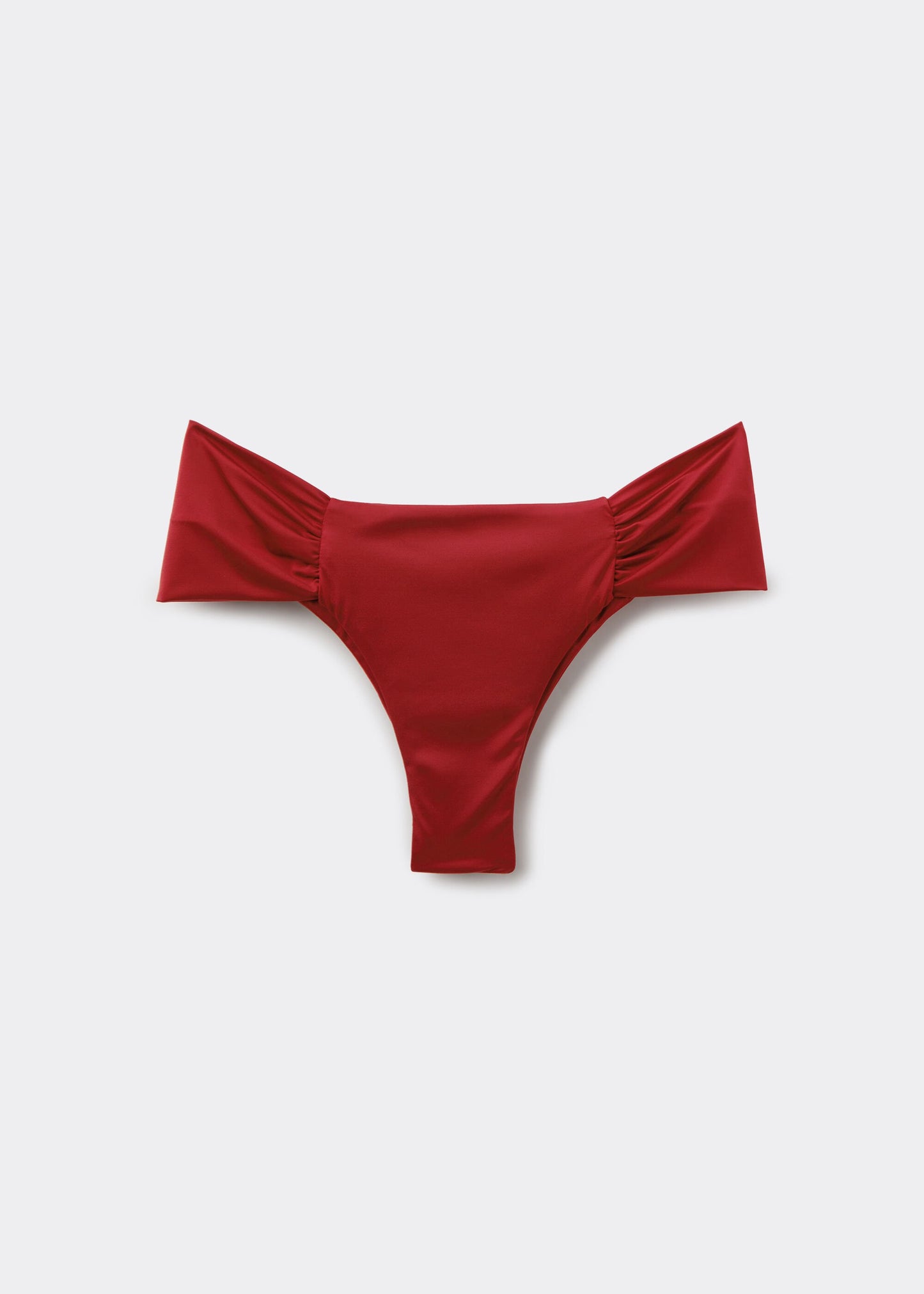 Ruched Brazilian Bikini Bottoms Shiny Satin