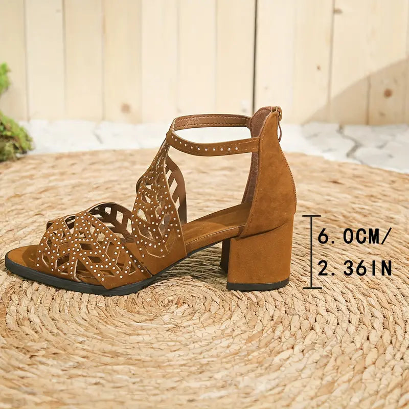 🔥2024 FLASH SALE 50% RABATT🔥Damen-Fashion-Sandalen mit klobigem Absatz und Cut-Outs