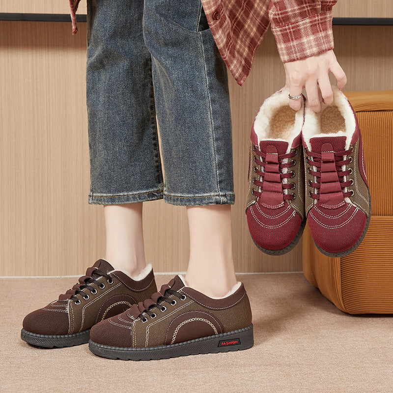 Damen Winter Warme Fleece-gefütterte Rutschfeste Baumwollschuhe mit weicher Sohle