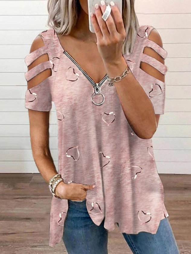 Lässiges lockeres T-Shirt mit geometrischem Muster