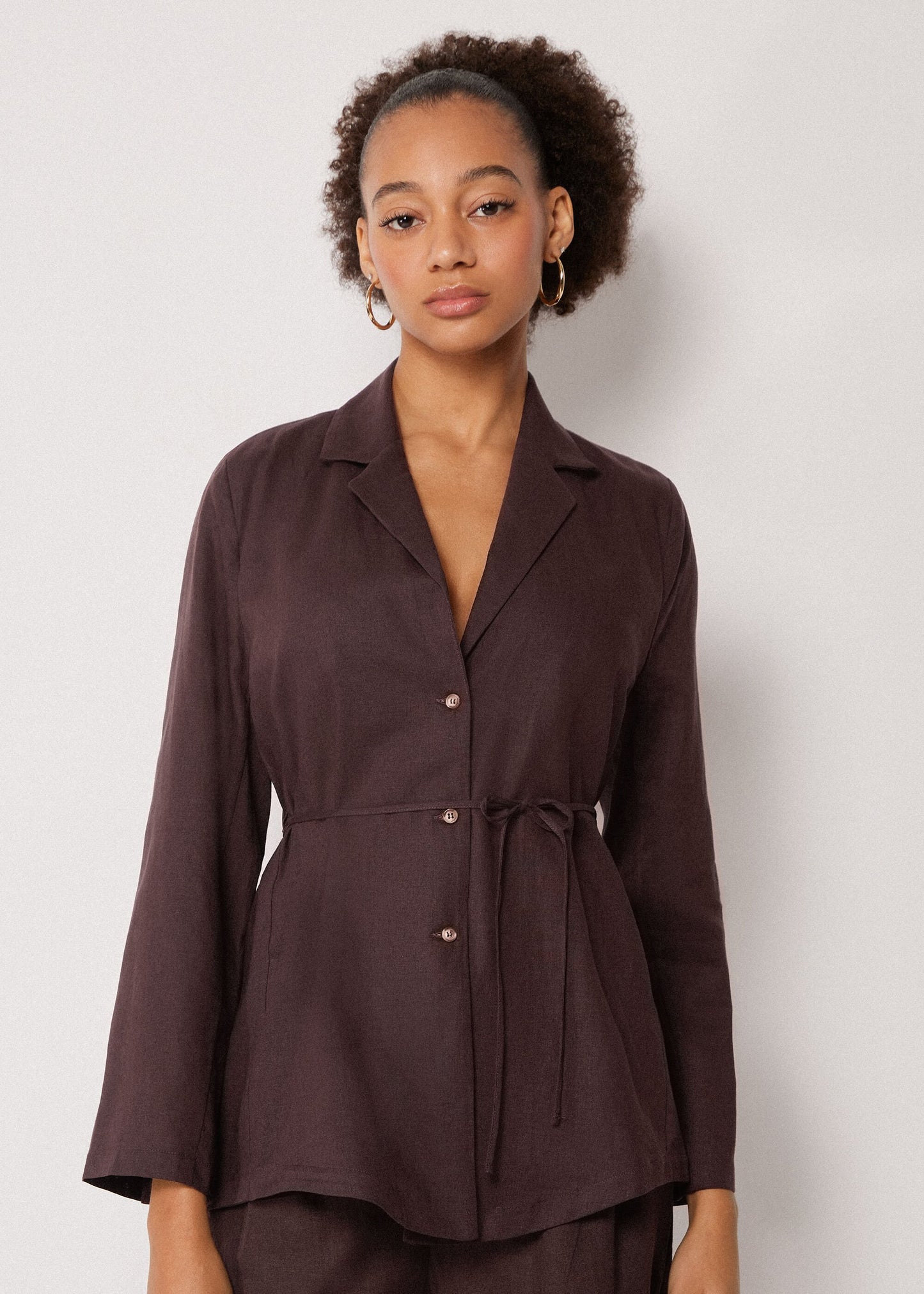 Loose fit jacket with linen