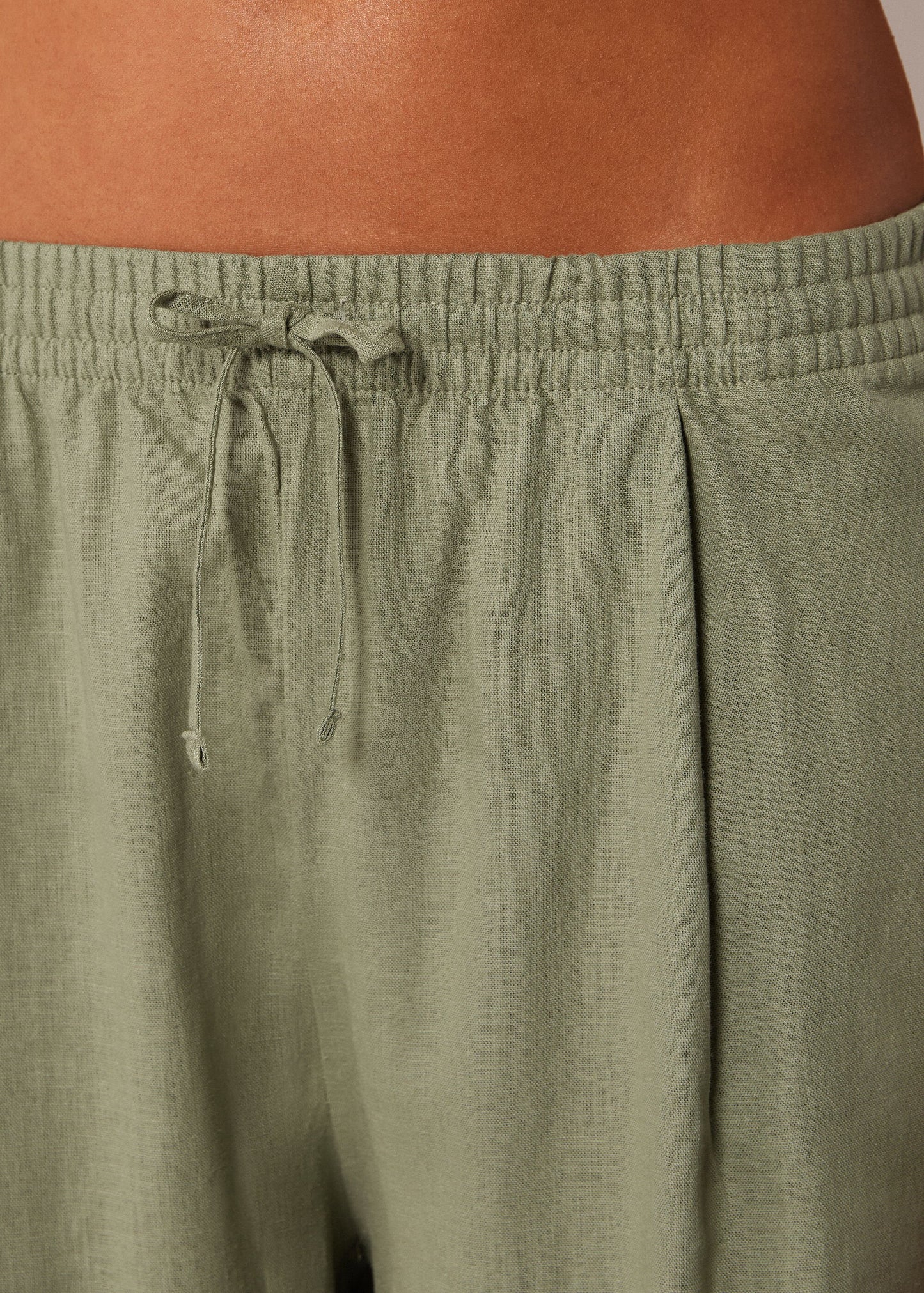 Linen and Viscose Palazzo Trousers