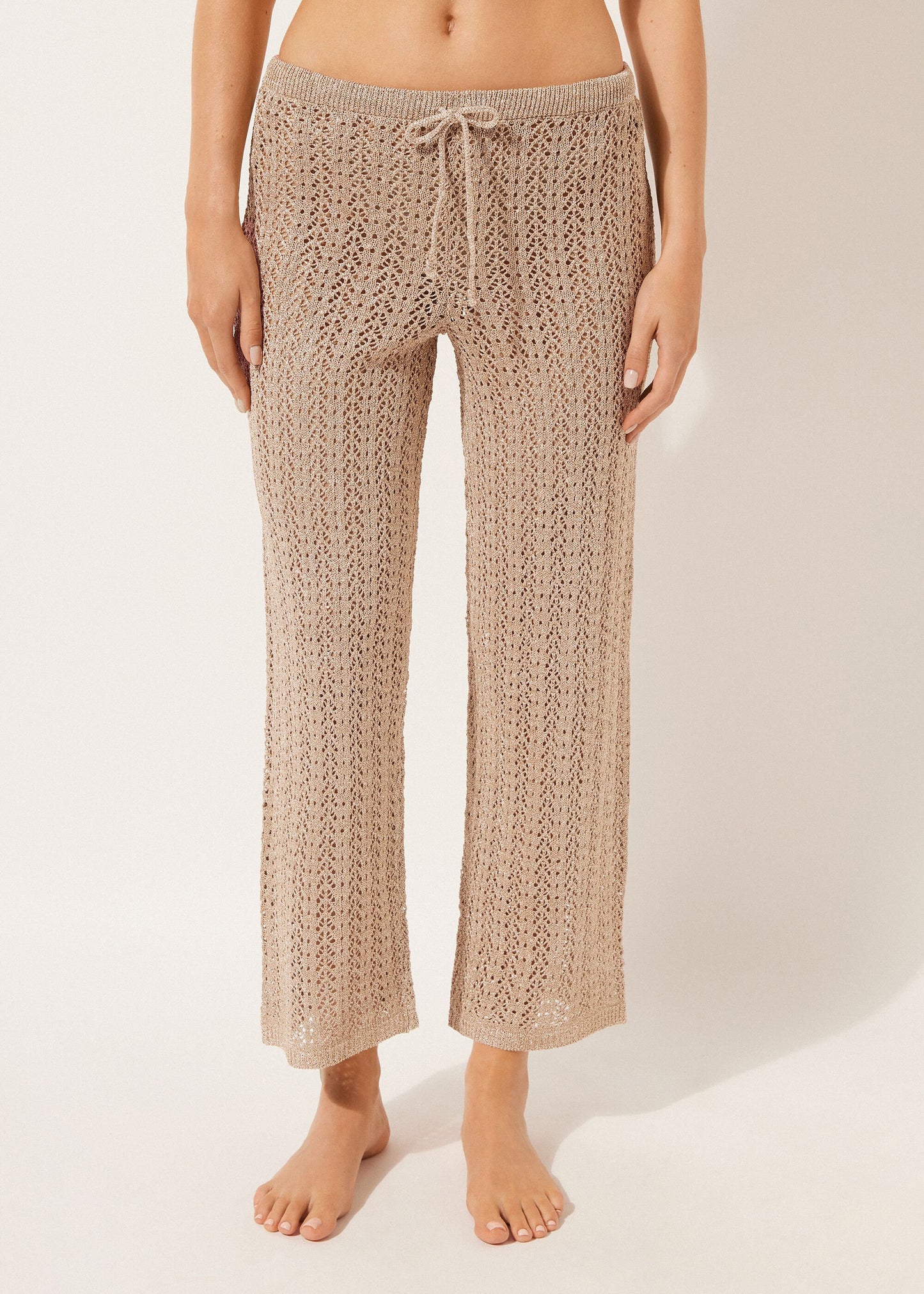 Lamé Crochet Trousers