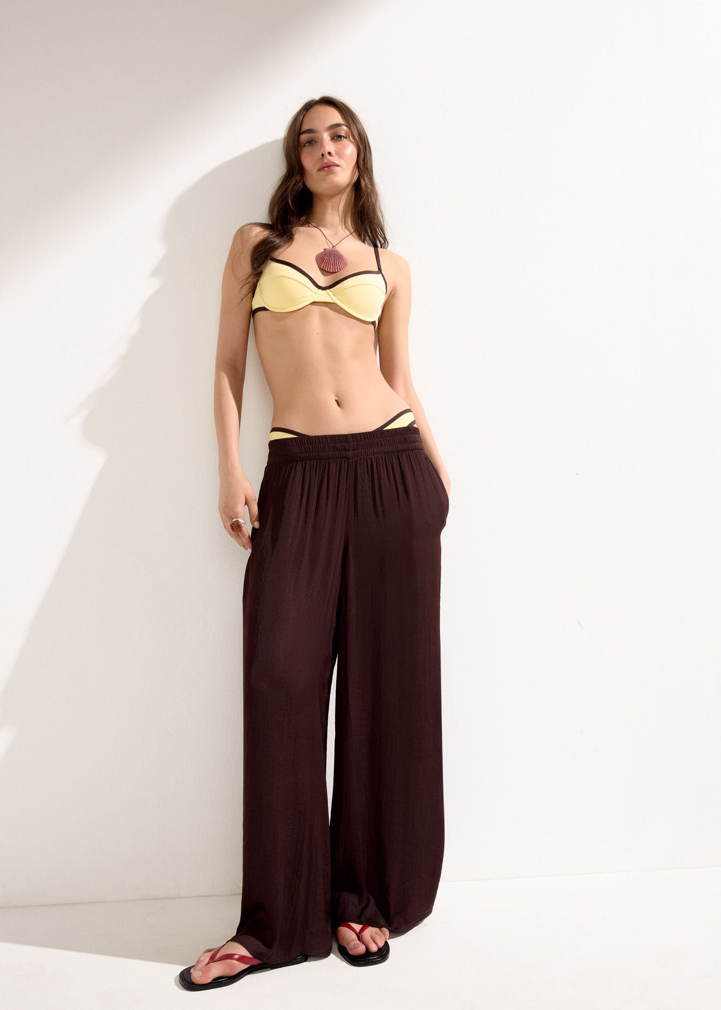 Bicolour Piping Balcony Bikini Top
