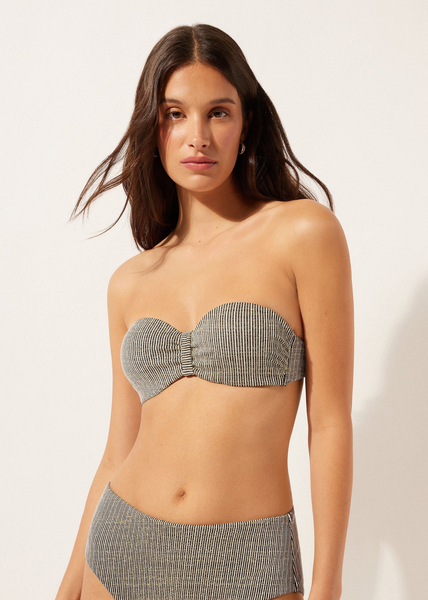 Bandeau Bikini Top Golden Stripes