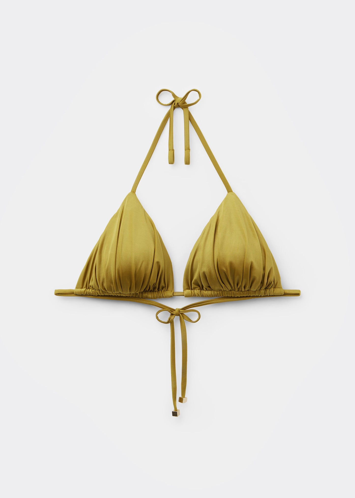 Removable Padding Triangle Bikini Top Shiny Satin