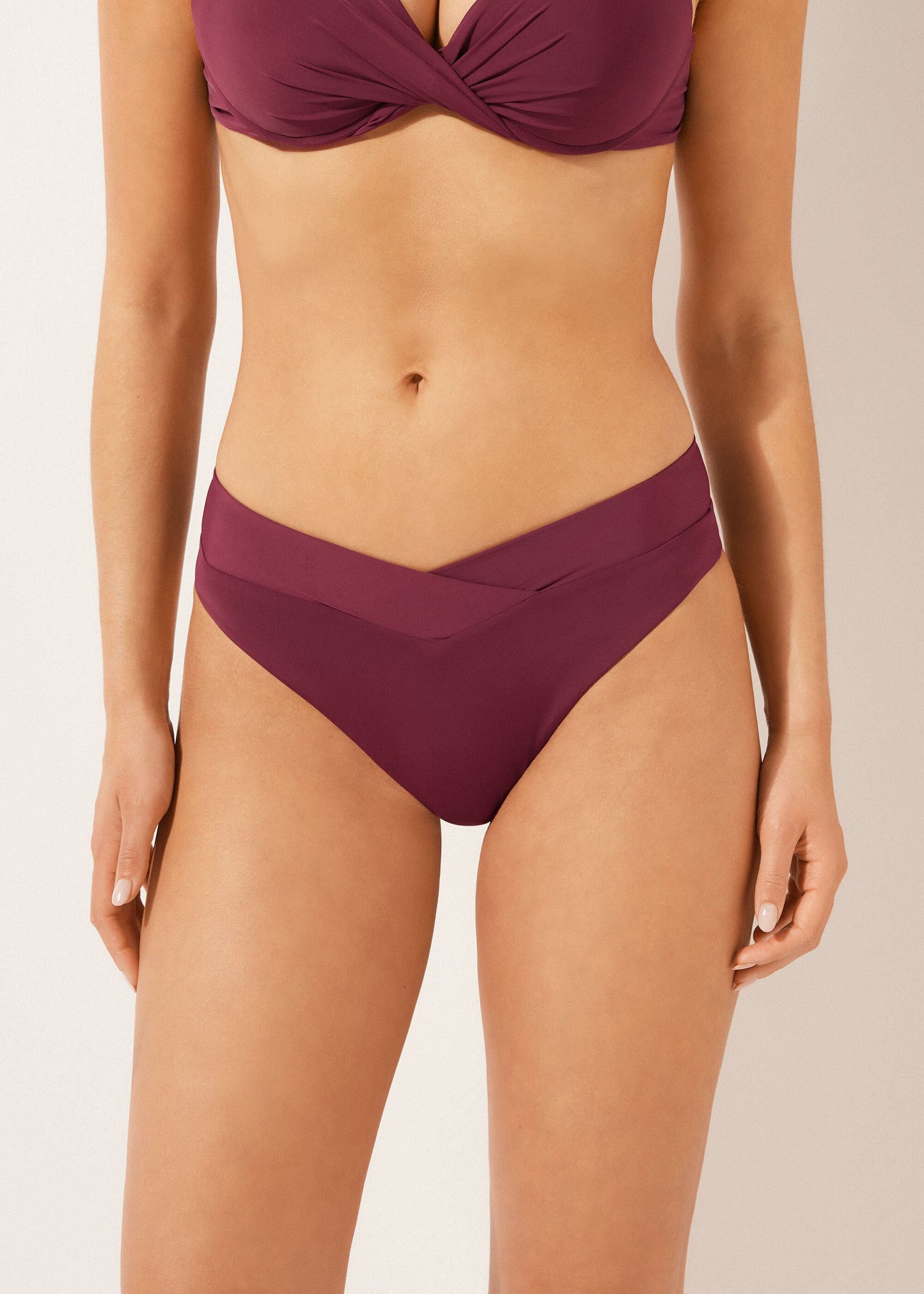 High-Waisted V-Cut Brazilian Bikini Bottoms