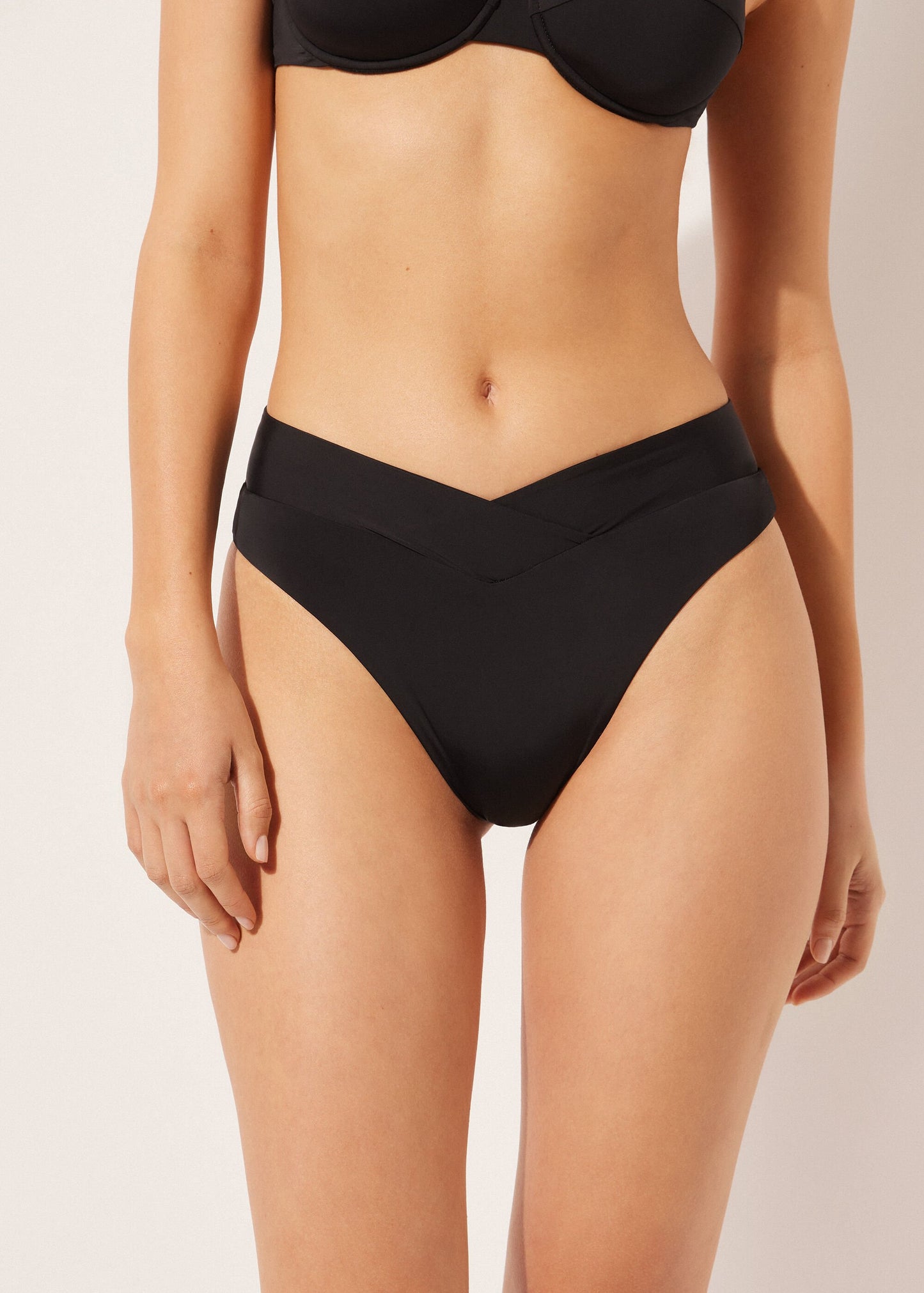 High-Waisted V-Cut Brazilian Bikini Bottoms