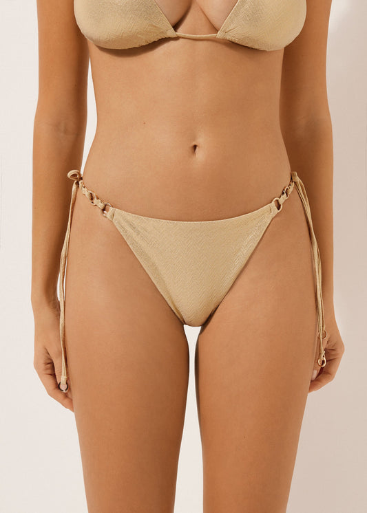 Tie Brazilian Bikini Bottoms Gold Waves