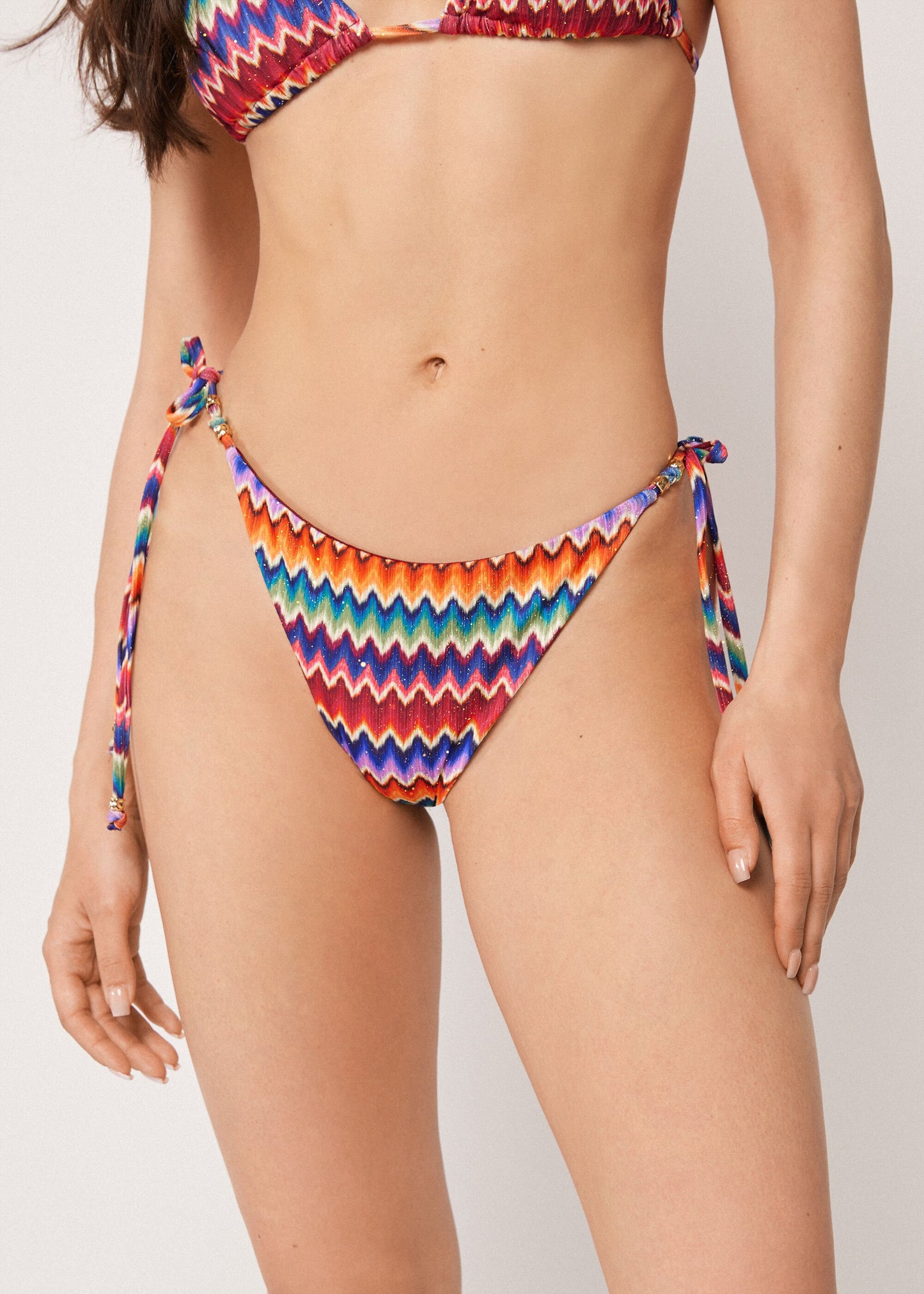 Tie Brazilian Bikini Bottoms Vibrant Chevron