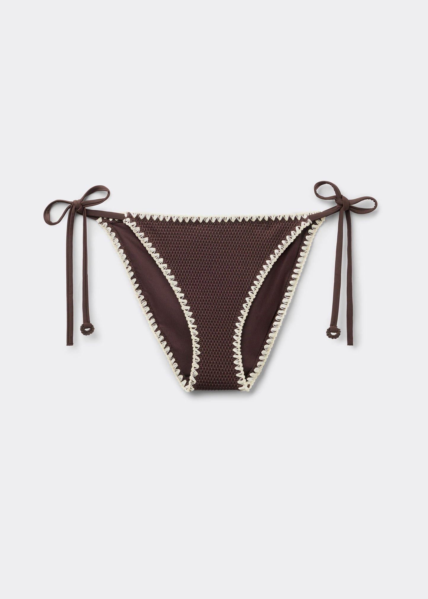 Tie Bikini Bottoms Bicolor Embroidery