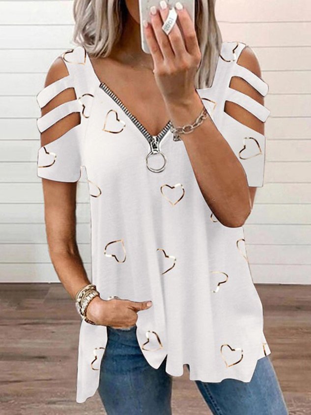 Lässiges lockeres T-Shirt mit geometrischem Muster