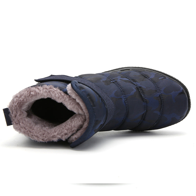 (Limited Time 70% Discount Event) Men's 2024 Winter New Warm Waterproof Non-Slip Puncture-Resistant Velcro Slip-On Snow Boots Ankle Support Orthopedic Wide Toe Arch Support Cotton Shoes