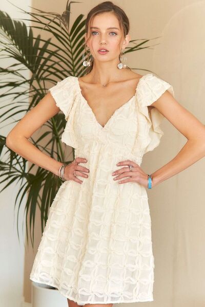 ADORA V-Ausschnitt Rüschenärmelkleid zum Binden