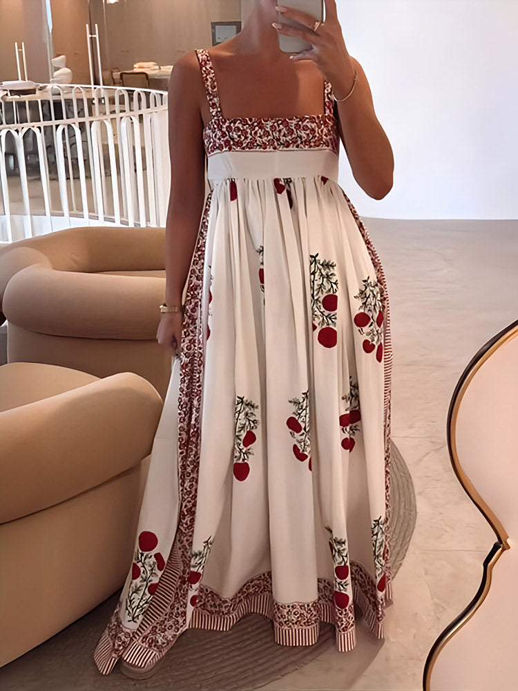 Maxikleid mit eckigem Ausschnitt und Blumenmuster