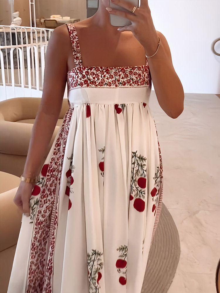 Maxikleid mit eckigem Ausschnitt und Blumenmuster