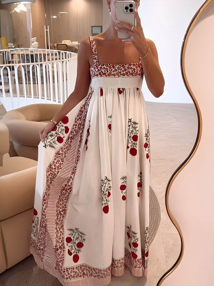 Maxikleid mit eckigem Ausschnitt und Blumenmuster
