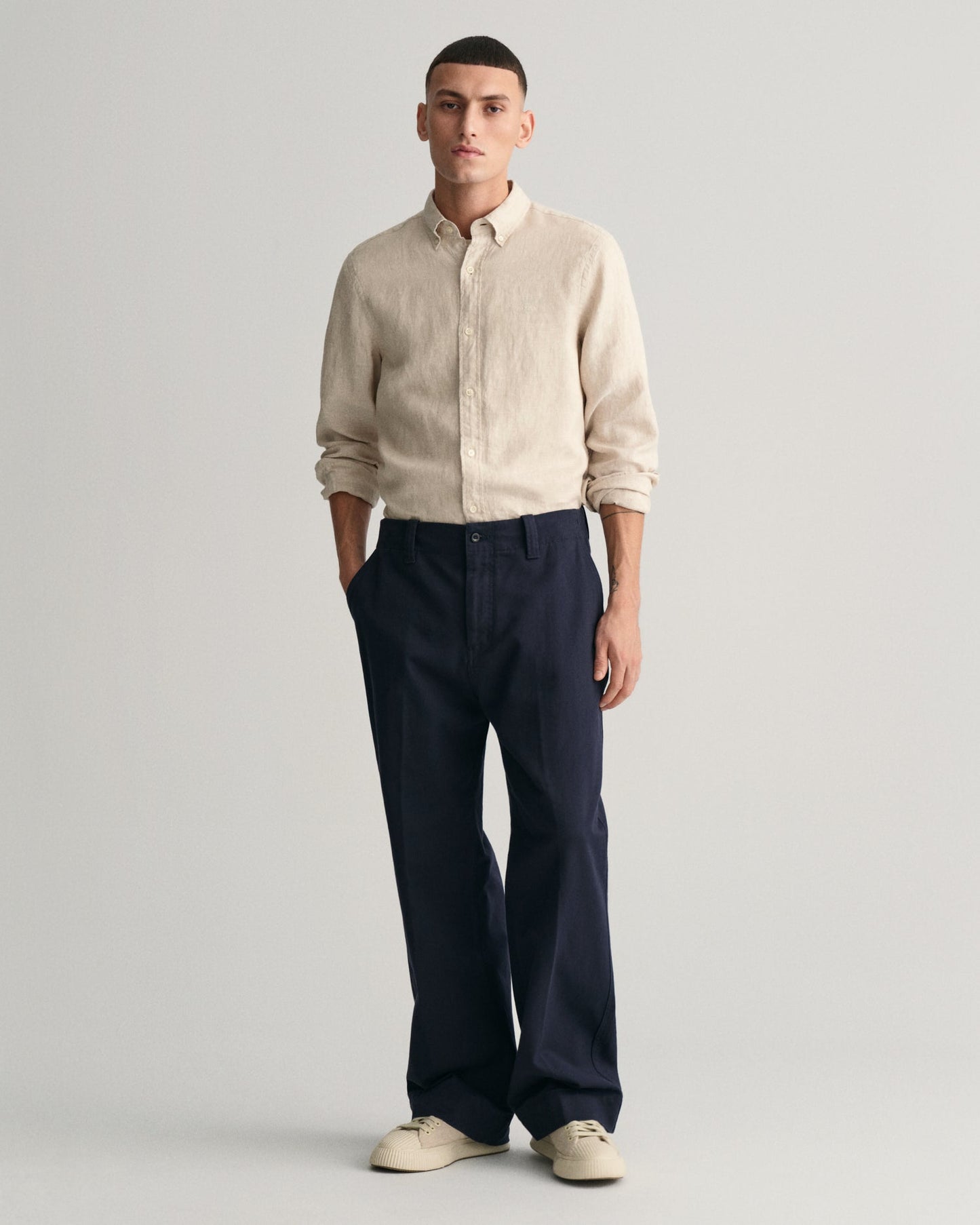 Men's Slim Fit Linen Shirt - DRY SAND