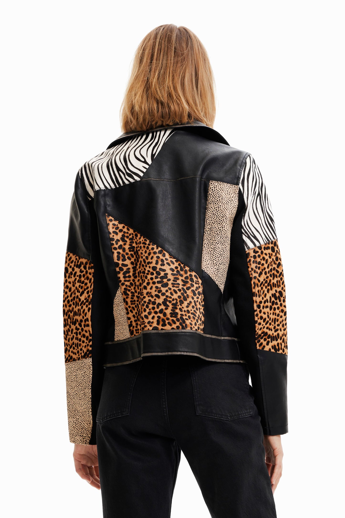 Animal print biker jacket