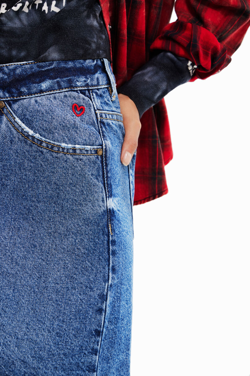 Criss-cross waist denim mini skirt
