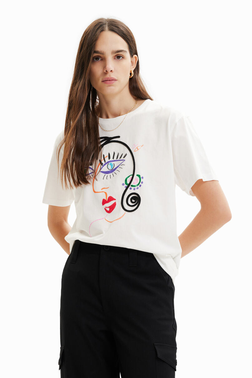 Short-sleeve face T-shirt
