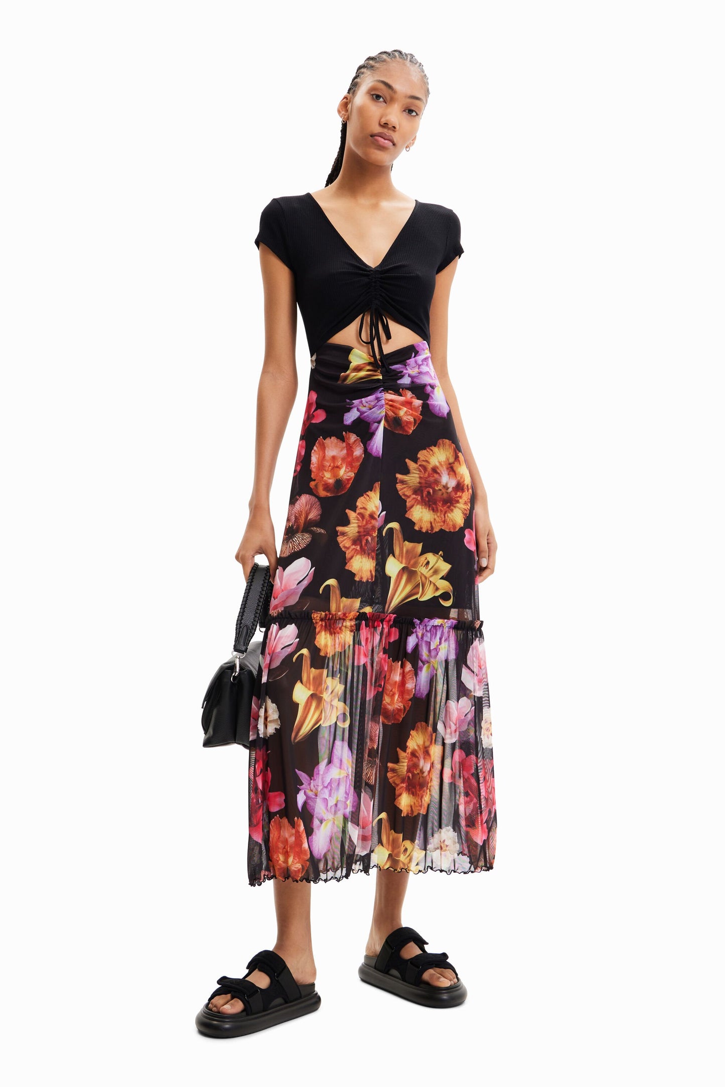 Combination floral long dress