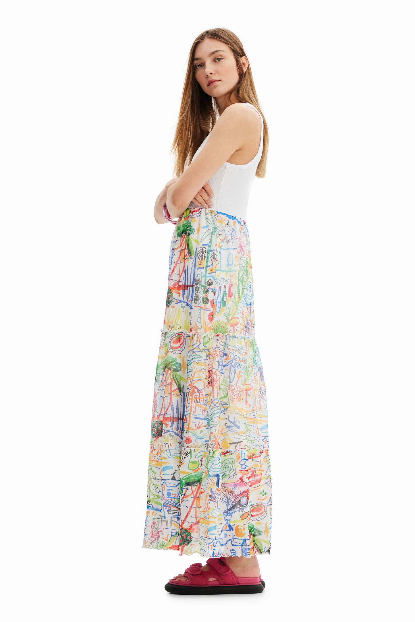 Long combination tulle dress