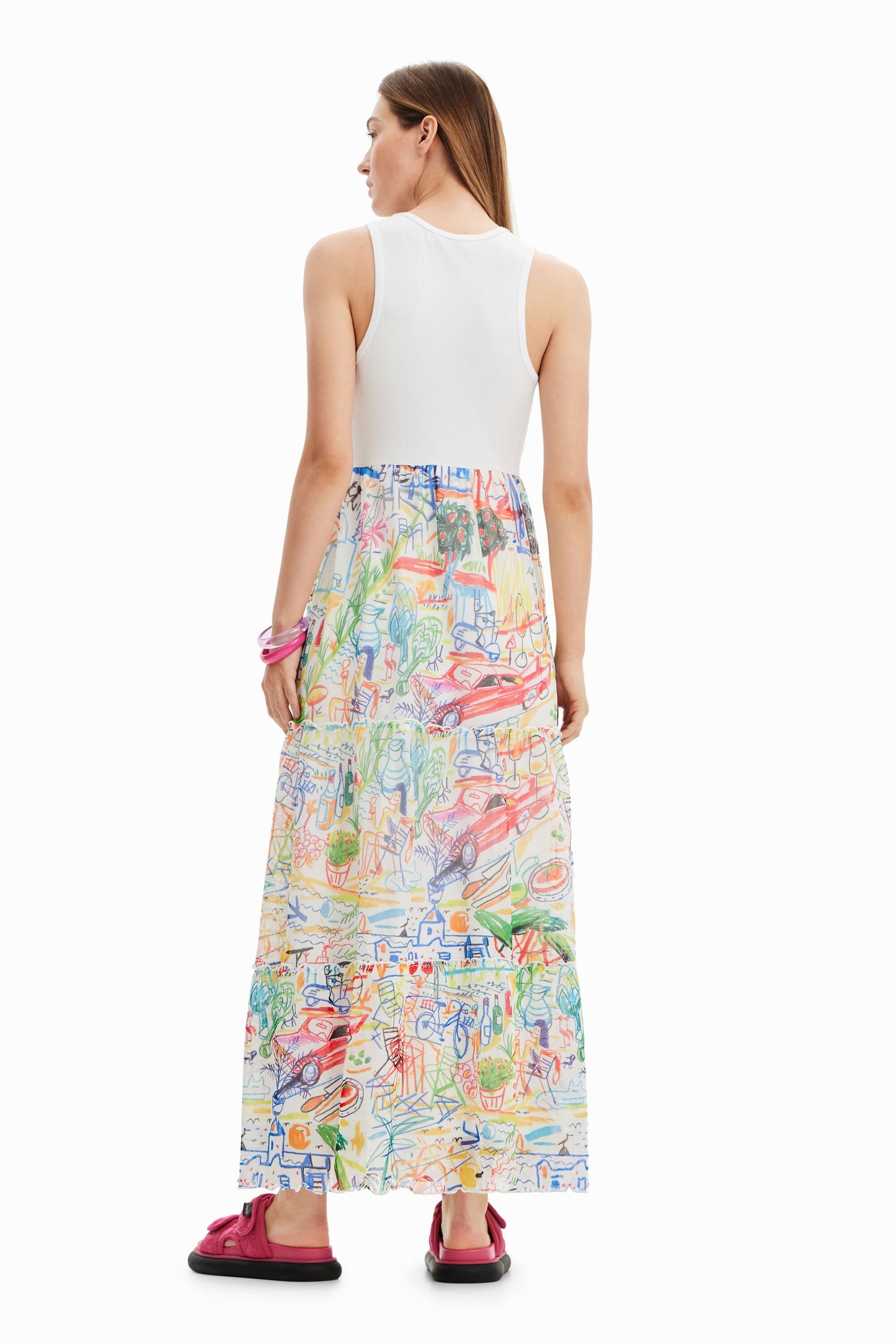 Long combination tulle dress