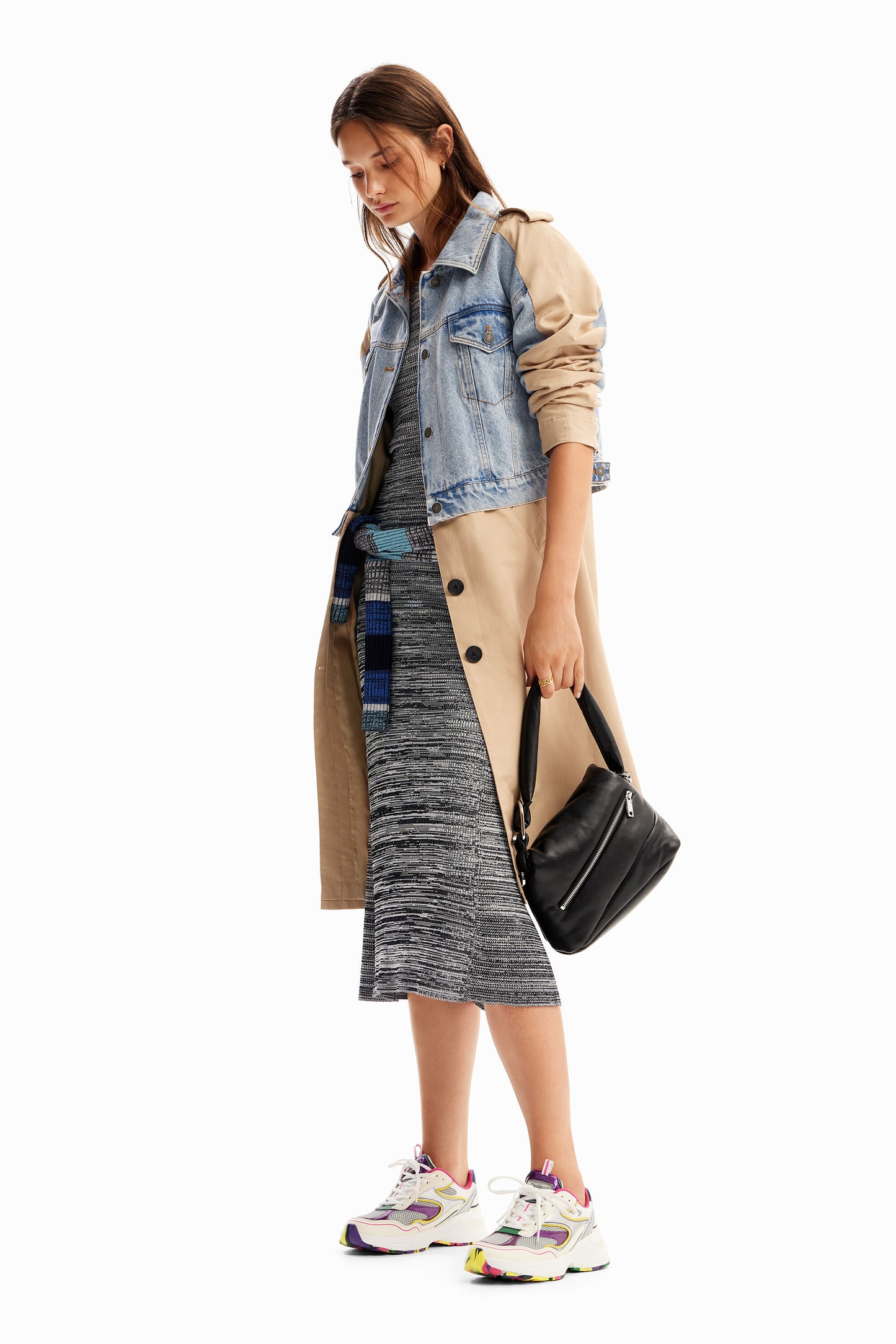 Hybrid denim trench coat