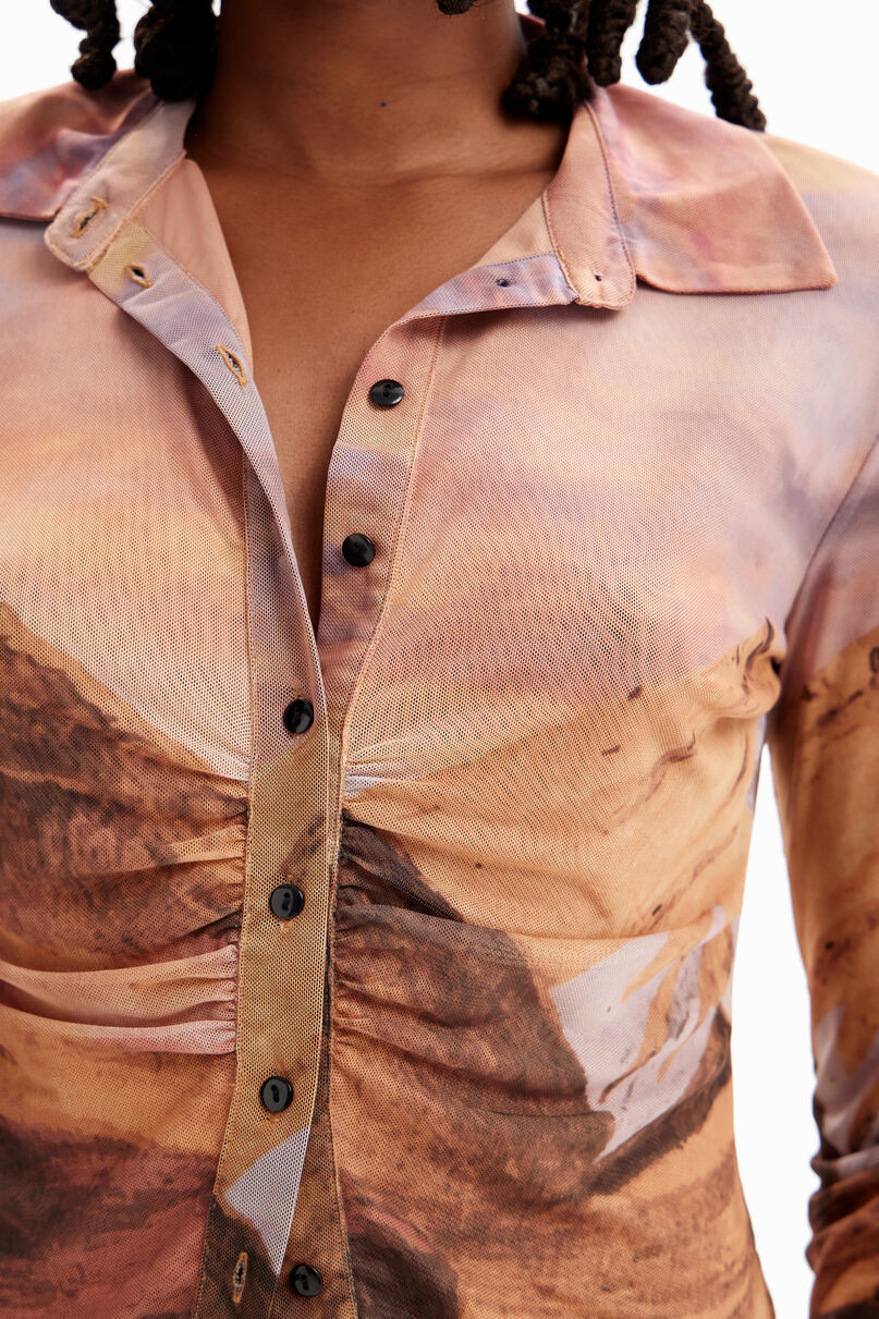 Gathered tulle landscape T-shirt