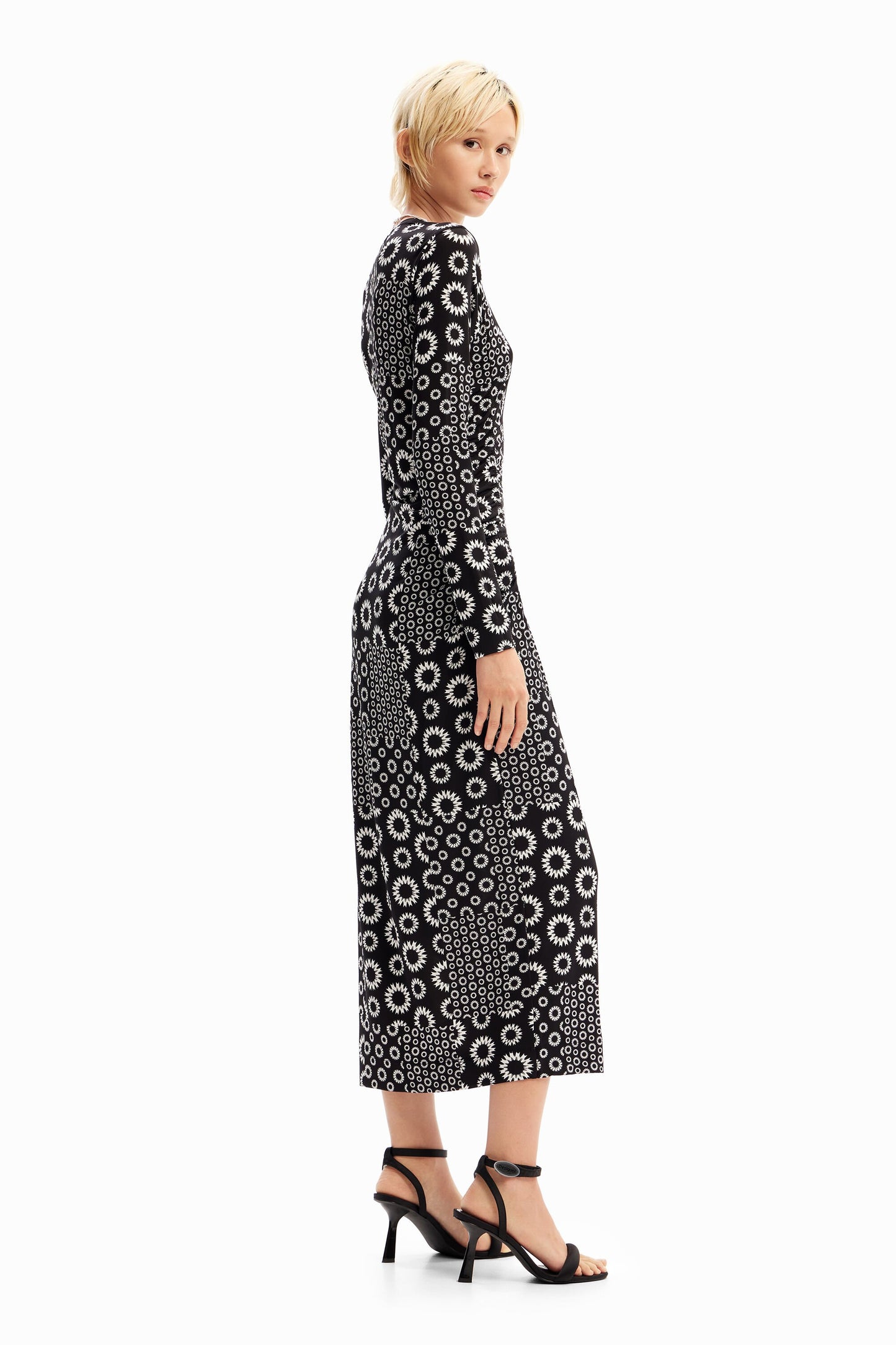 Slim patchwork midi dress