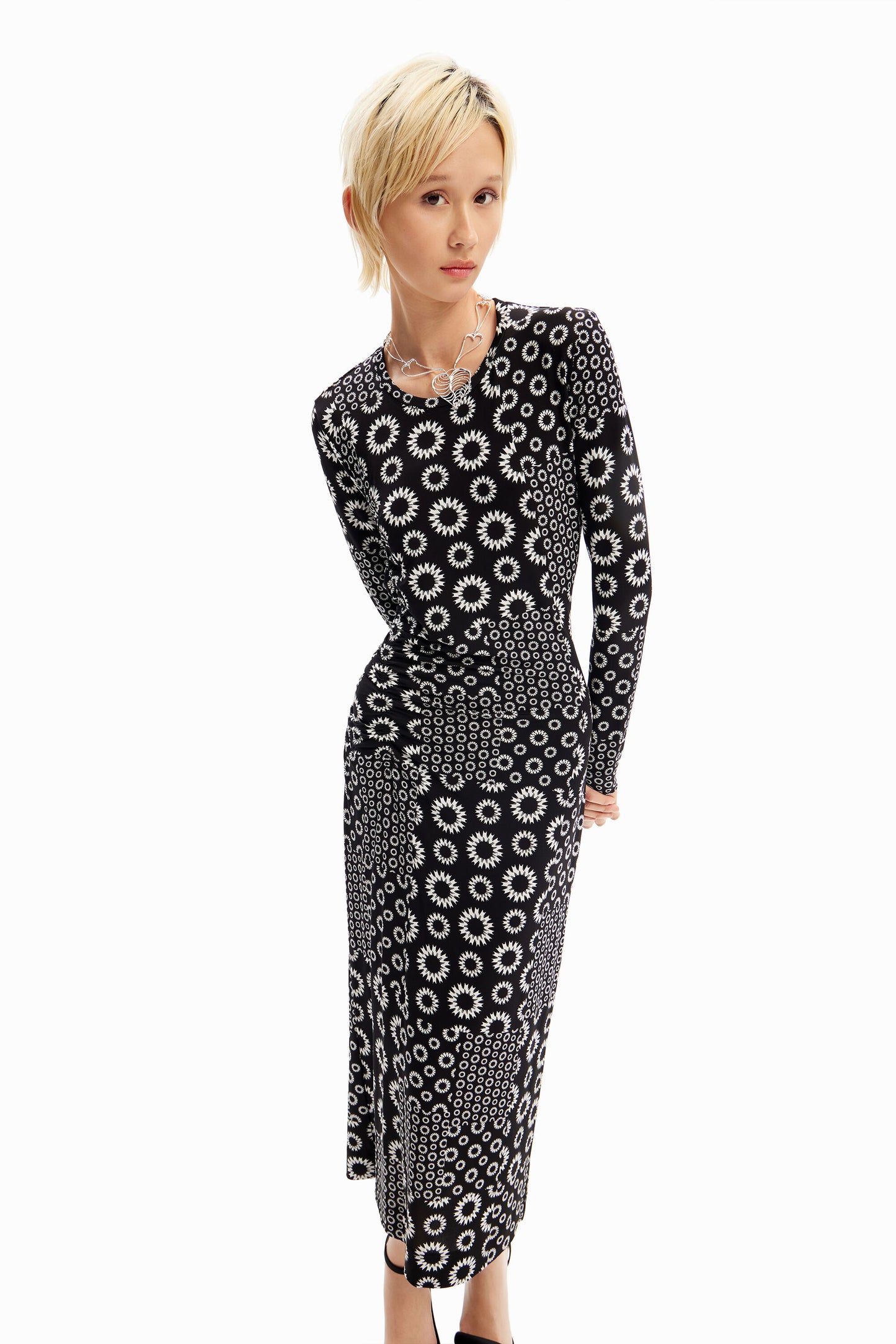 Slim patchwork midi dress