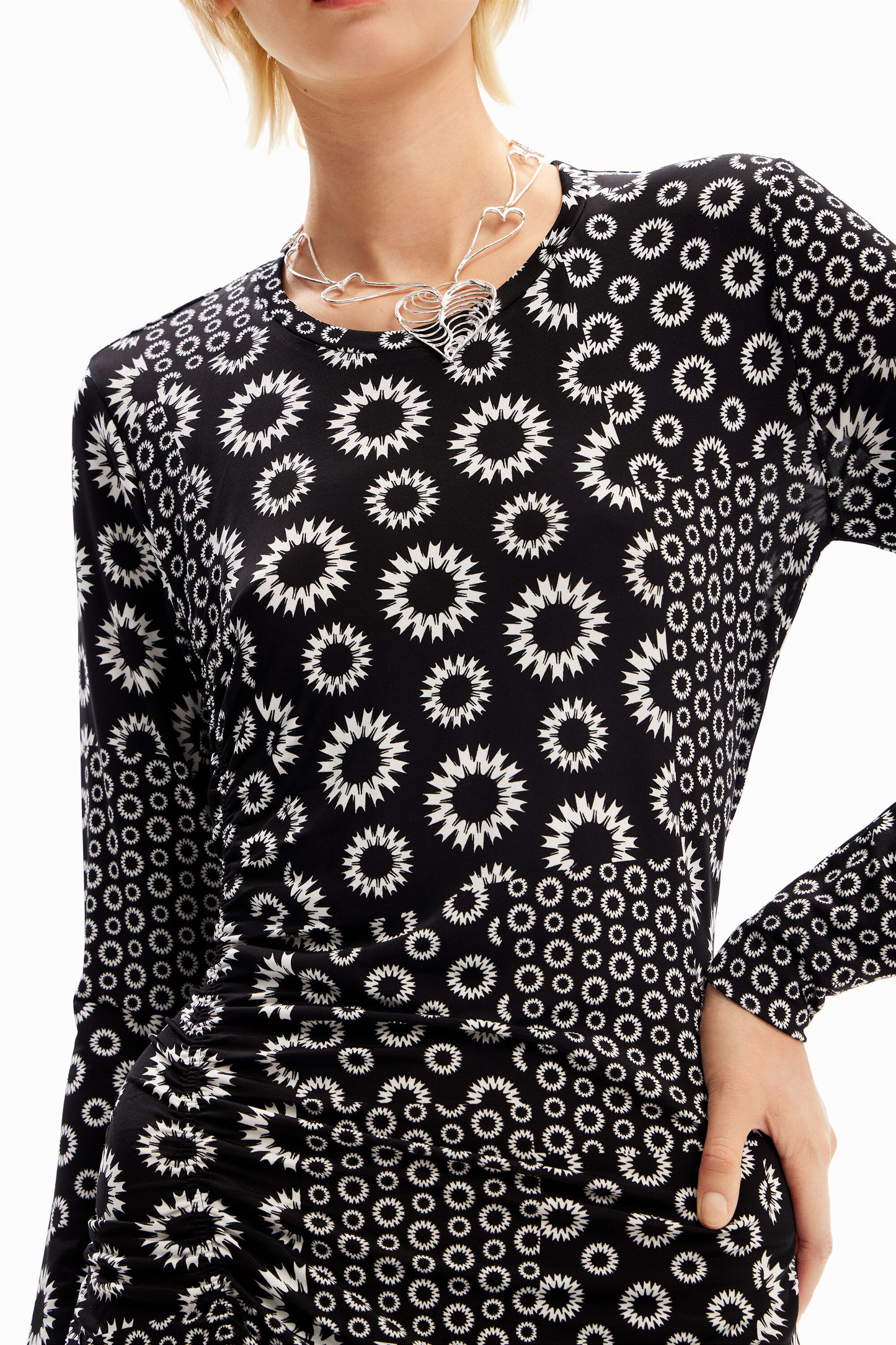 Slim patchwork midi dress