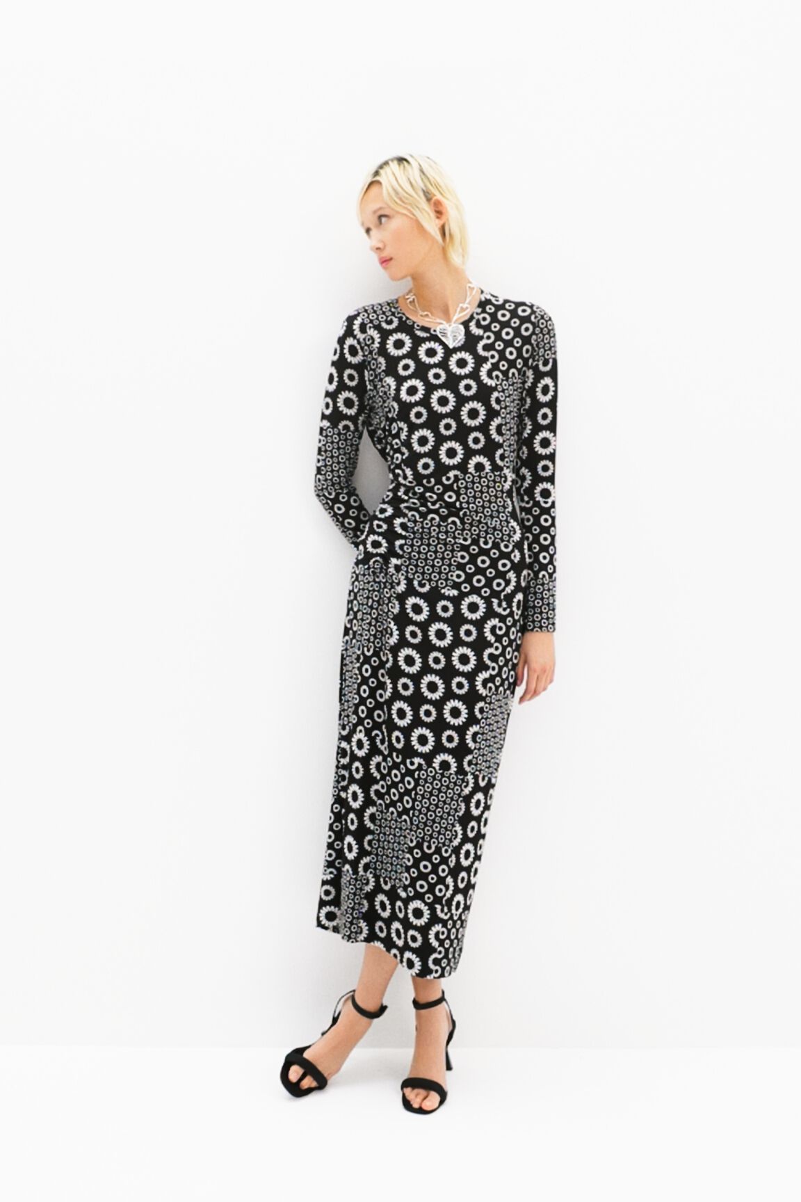 Slim patchwork midi dress