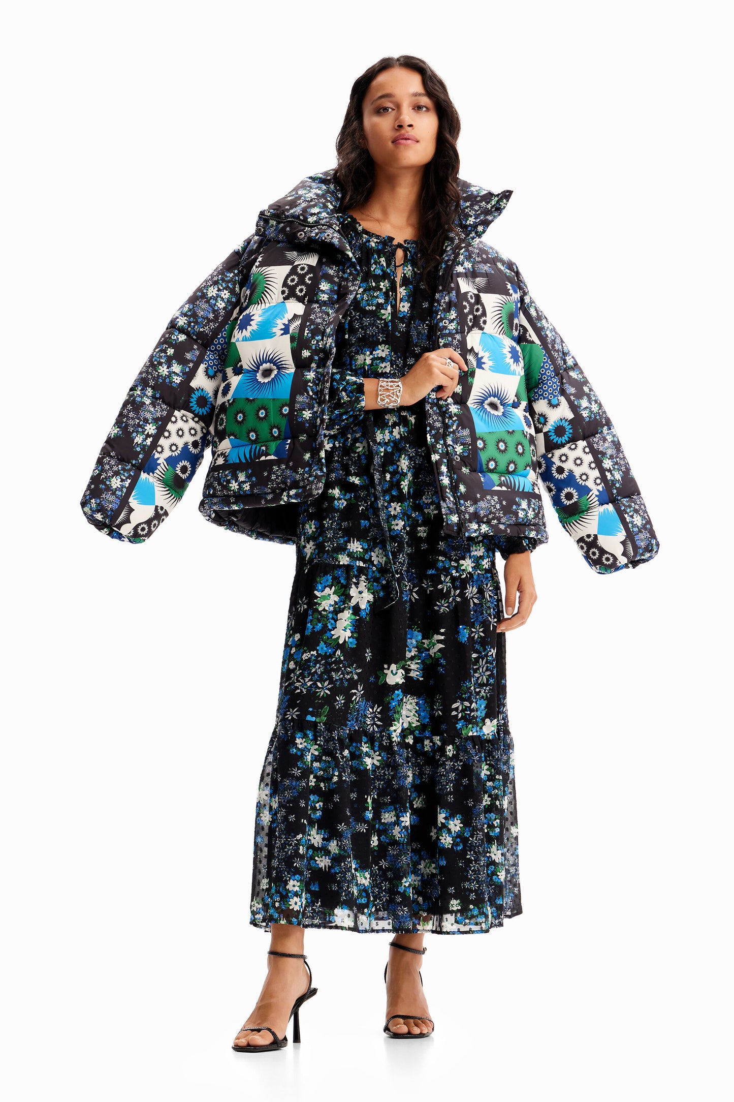 Floral plumetis midi dress