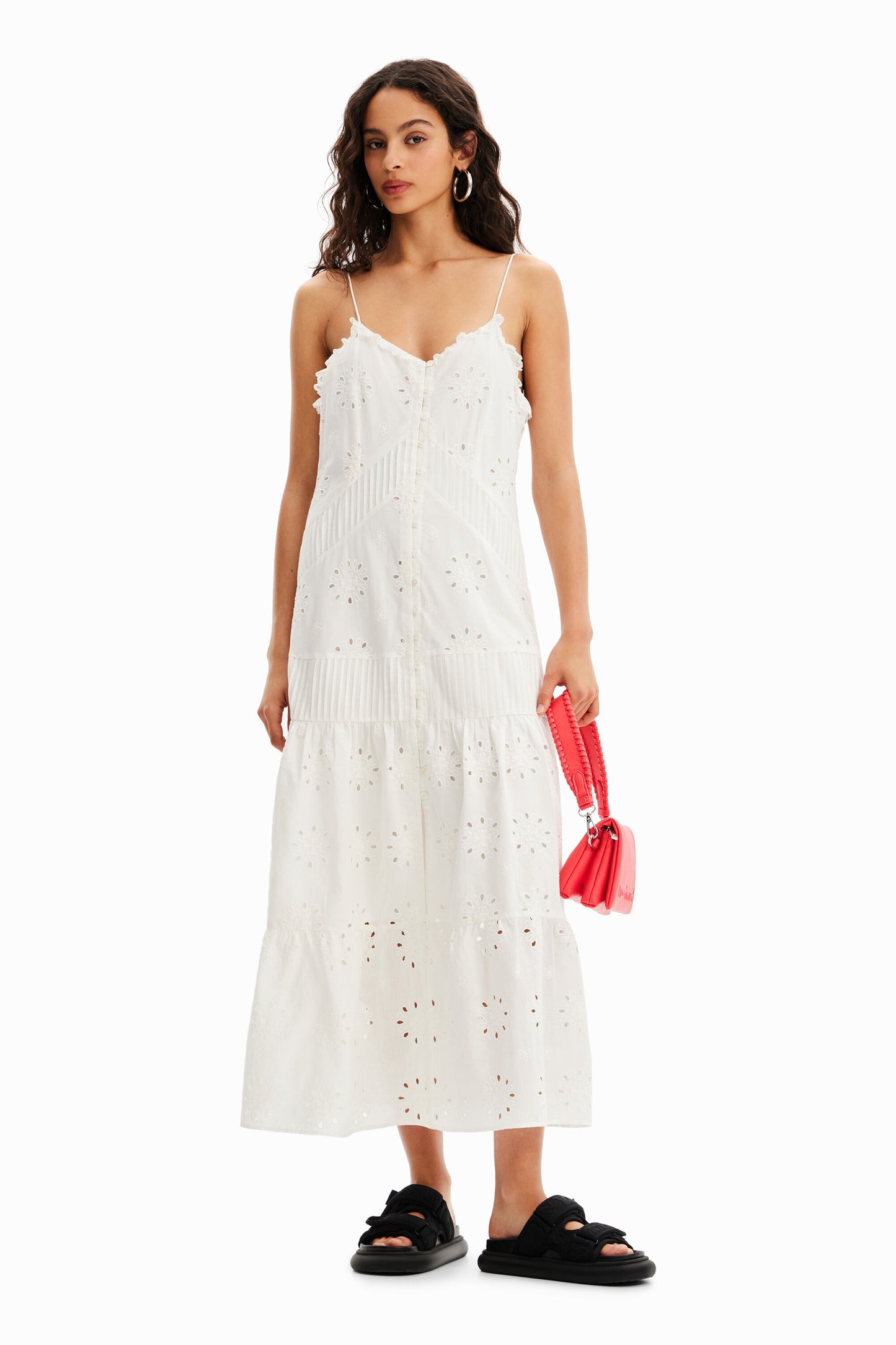 Swiss embroidery midi dress