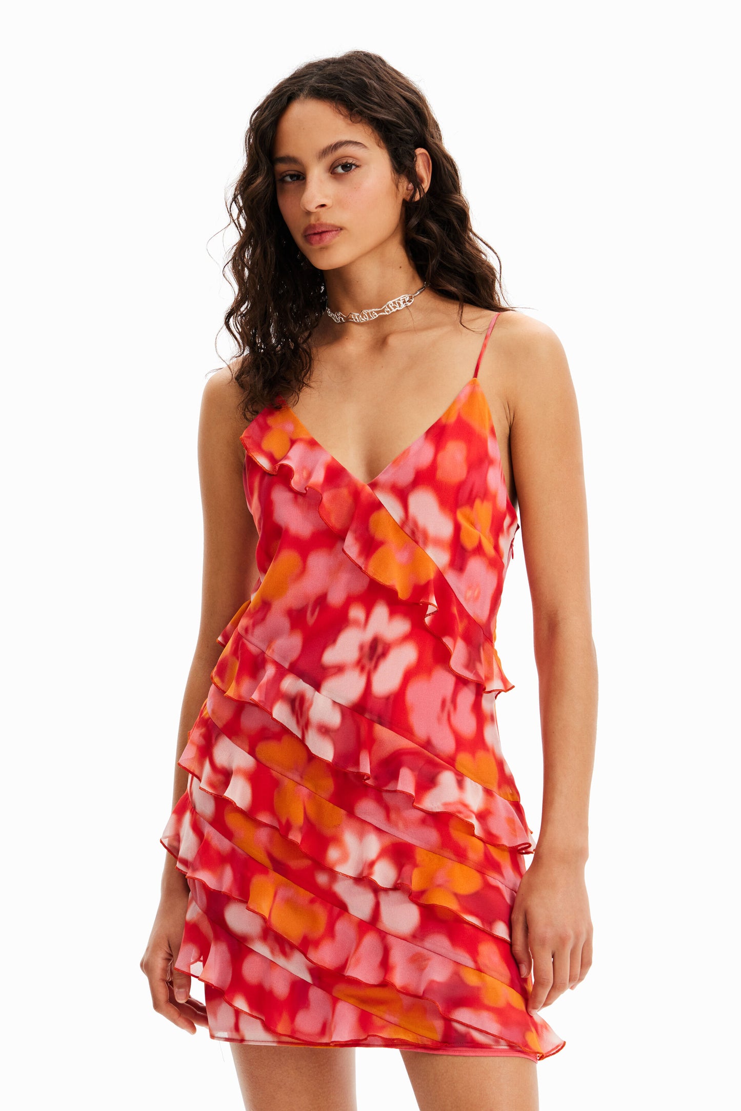 Short floral ruffle dress