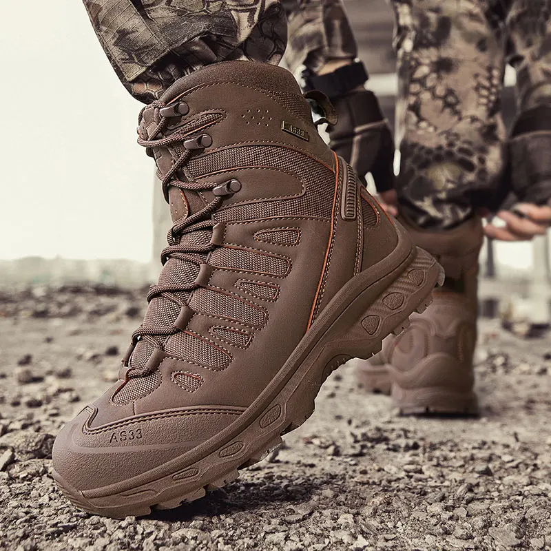 Militärische taktische Herren-Arbeitsstiefel, wasserdicht, rutschfest, pannensicher, knöchelhoch, Anti-Verstauchung