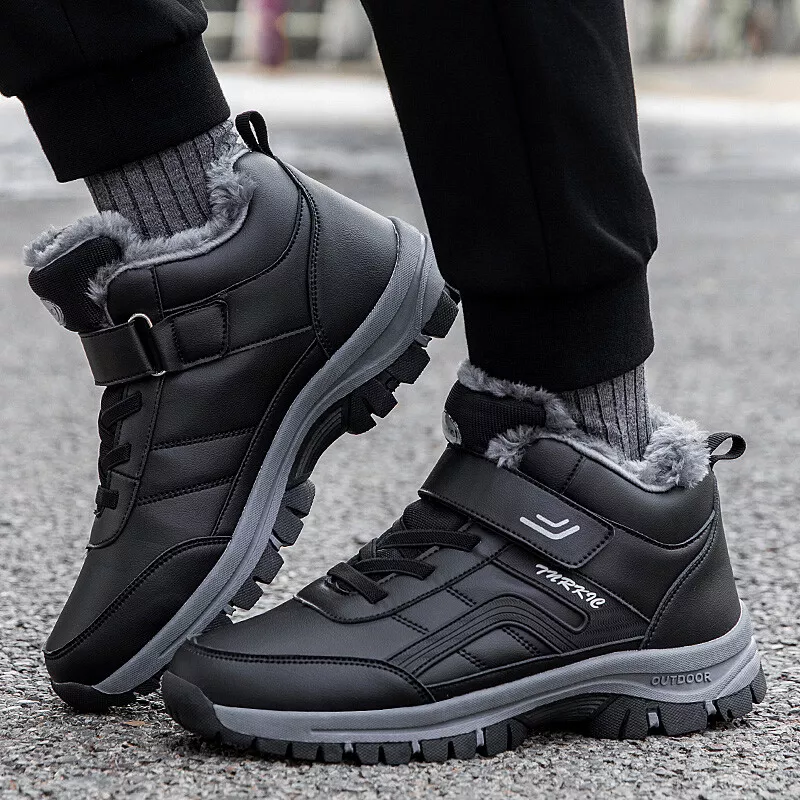 (Limited Time 49% Promotional Discount) Men's Winter Warm Orthopedic Hiking Snow Boots Waterproof Non-slip Wide Toe Arch Support Work Boots
