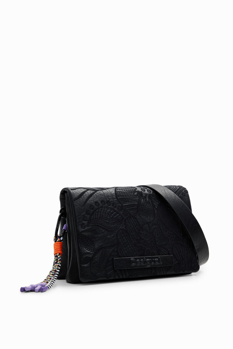 Embroidered floral crossbody bag