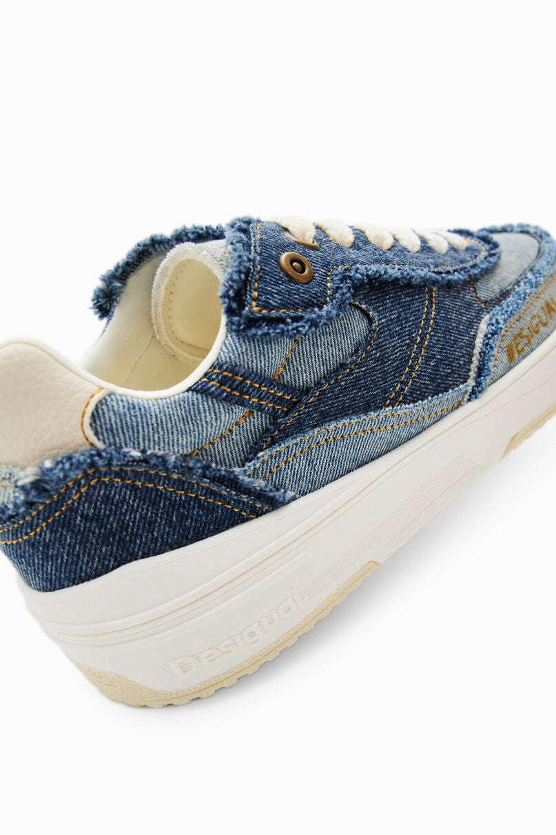 Retro patchwork denim sneakers