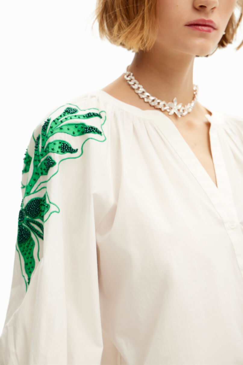 V-neck embroidered blouse