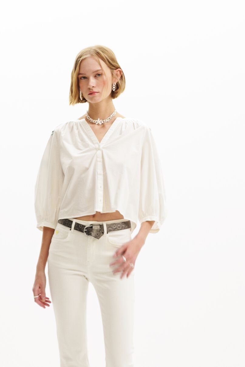 V-neck embroidered blouse