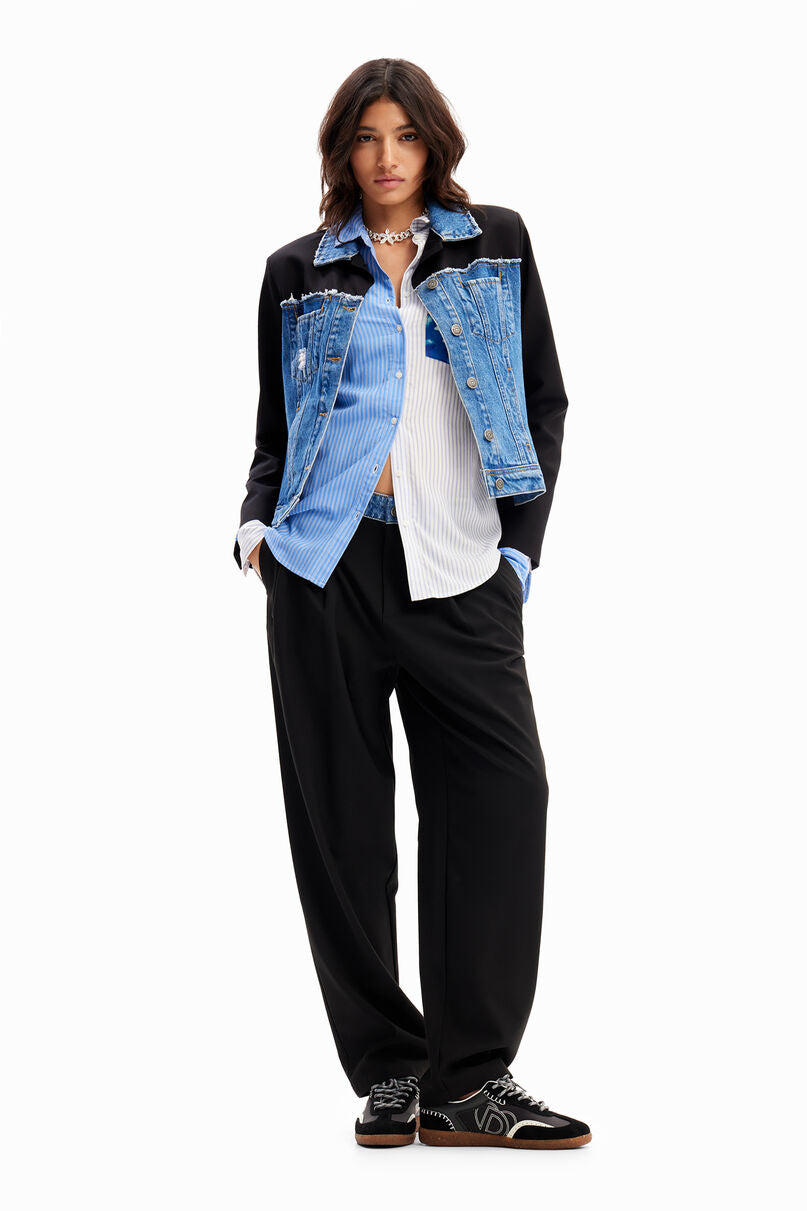 Striped patchwork flower shirt