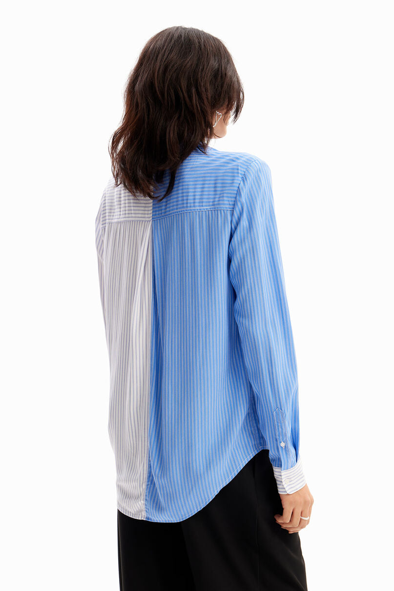 Striped patchwork flower shirt