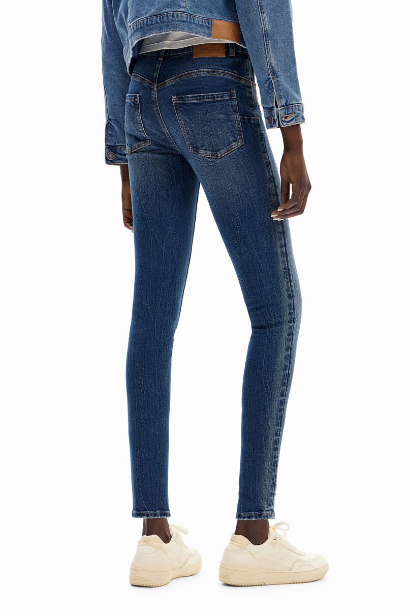 Slim beaded floral jeans