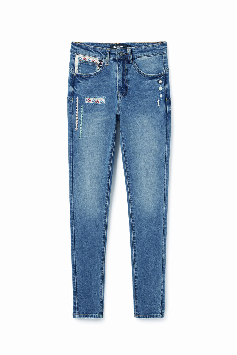 Slim embroidered jeans