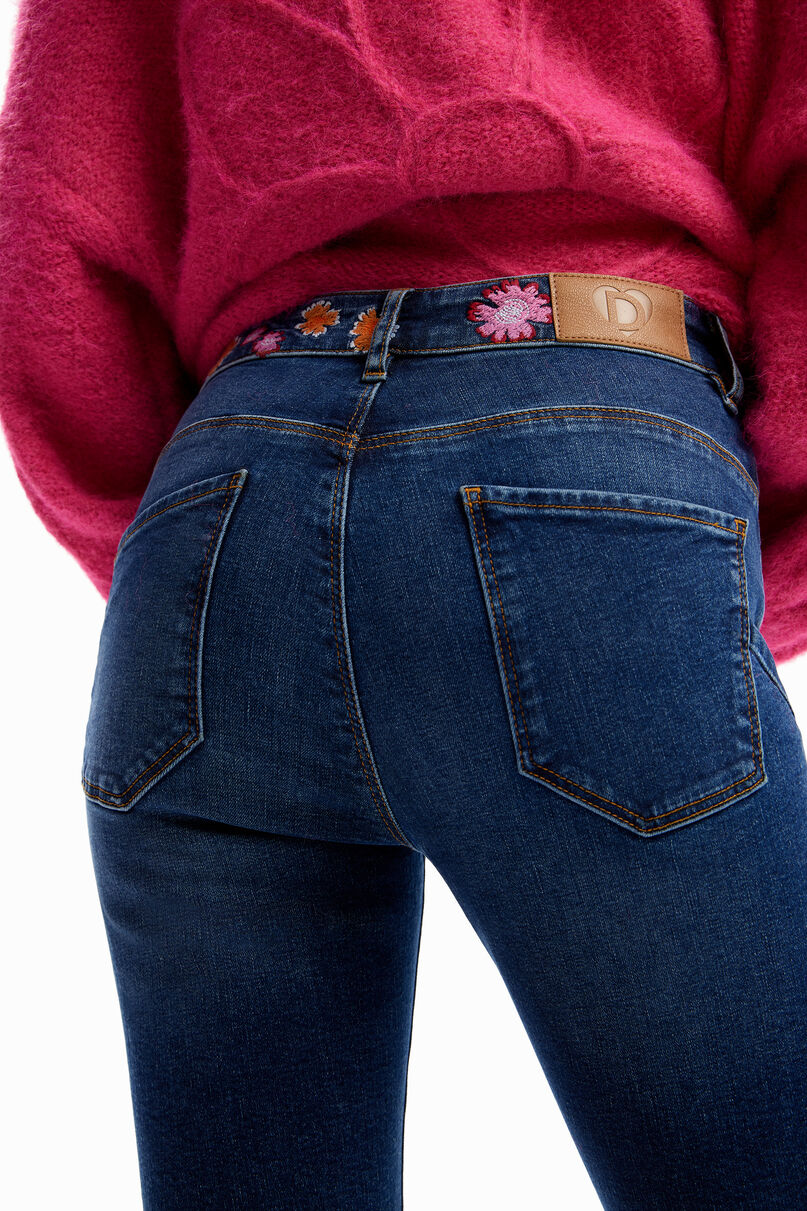 Embroidered floral jeans